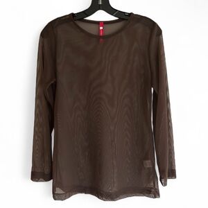 Y2K IC COLLECTION Brown Sheer Mesh Layering Top Whimsigoth Fairy Grunge 90s Sz L